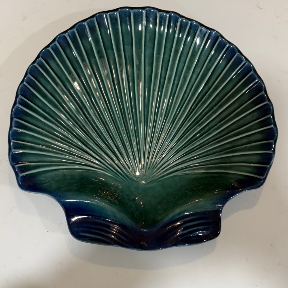 Teal Ceramic Shell Serving Dish